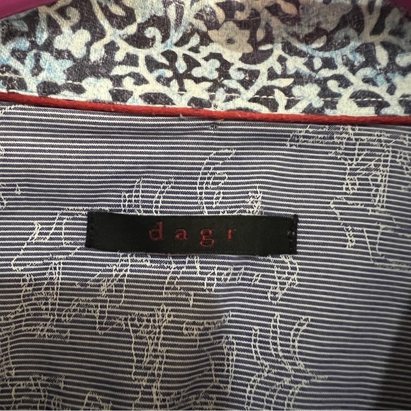 Dagr Striped Cotton Button Down Shirt Size Large - Picture 4 of 6